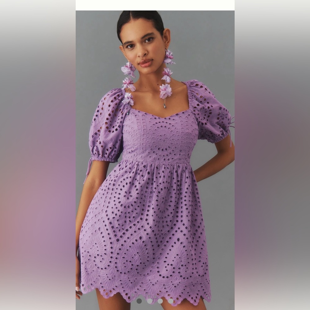 English Factory Lavender Eyelet Mini Dress
